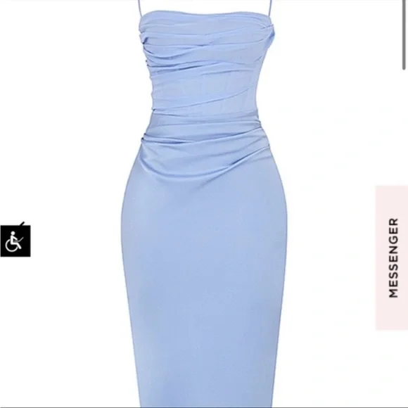 HOUSE OF CB 'Teia' Sky Draped Corset Midi Dress Plus Cup NWOT - Picture 7 of 12